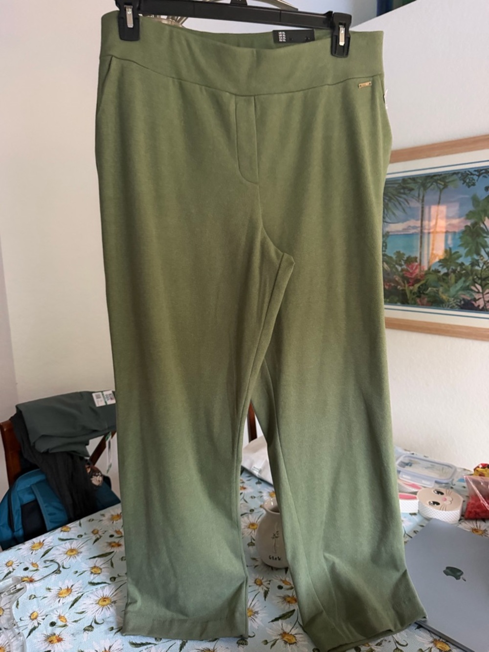 T.J.Maxx Olive Green Knit Wide-Leg Pants
